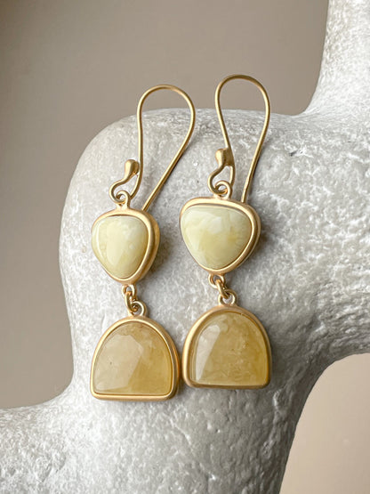 Amber dangle earrings - Gold plated silver - Multicolor earrings collection