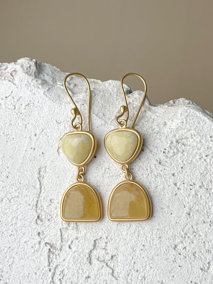 Amber dangle earrings - Gold plated silver - Multicolor earrings collection