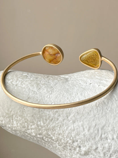Amber bracelet - Gold plated silver - Cuff bracelet collection -  Size 7