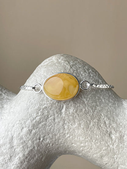 Amber bracelet - Sterling silver - Bangle bracelet collection - Size 7