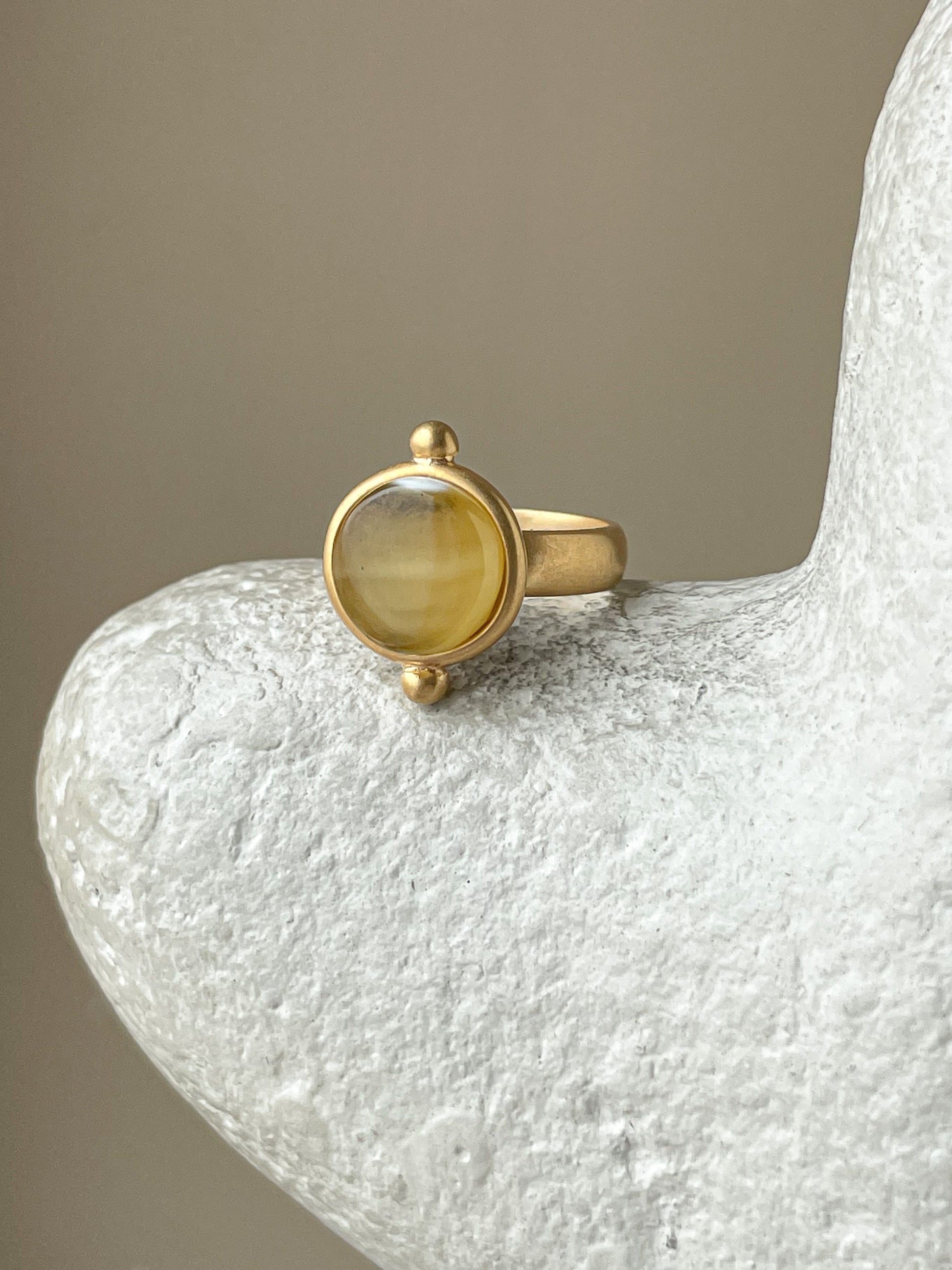 Honey amber ring - Gold plated silver - Vintage ring collection