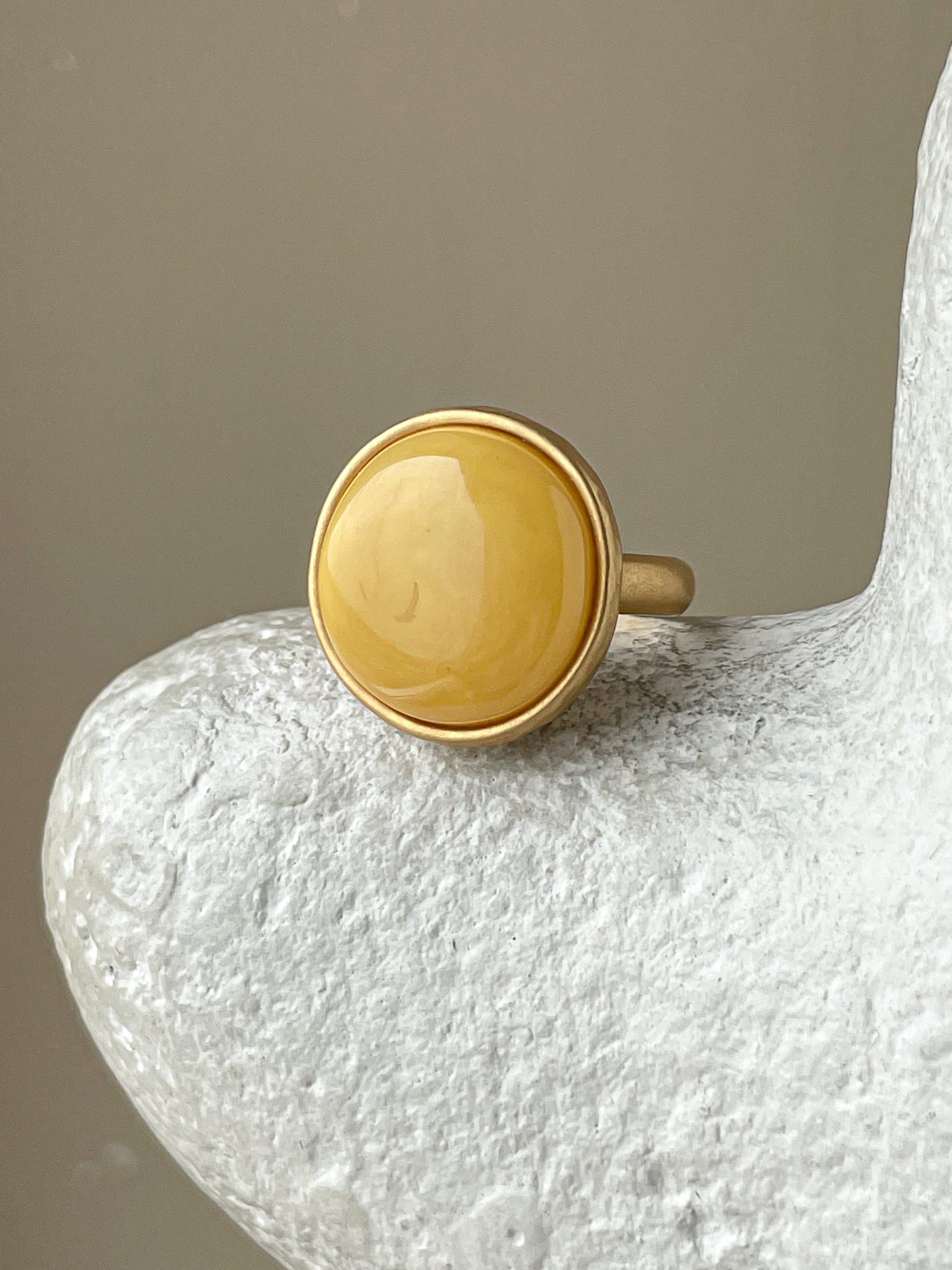 Butterscotch amber ring- Gold plated silver
