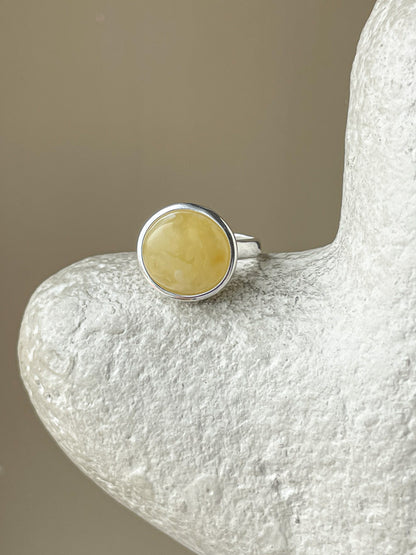 Matte amber ring - Sterling silver - Large ring collection - Size 6 1/2