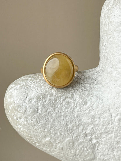 Butterscotch amber ring - Gold plated silver - Large ring collection - Size 8 1/2