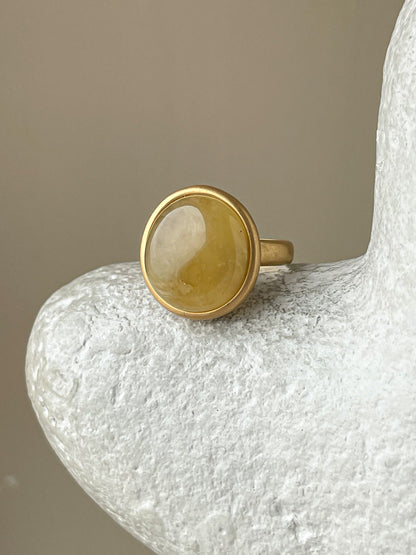 Butterscotch amber ring - Gold plated silver - Large ring collection 
