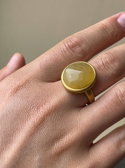 Butterscotch amber ring - Gold plated silver - Large ring collection 