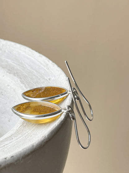 Cognac amber dangle earrings - Sterling silver - Hook earrings collections