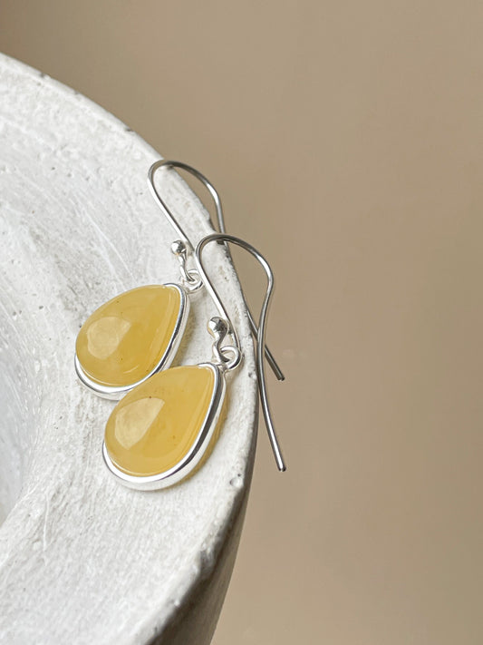 Mate amber dangle earrings - Sterling silver - Hook earrings collection