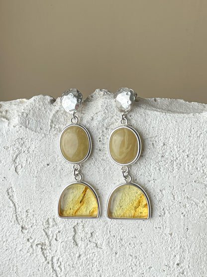 Amber dangle earrings - Sterling silver - Stud earring collection
