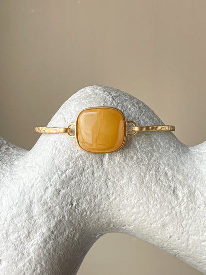Amber bracelet - Gold plated silver - Bangle bracelet collection - Size 7.5