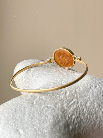 Amber bracelet - Gold plated silver - Bangle bracelet collection - Size 7.5