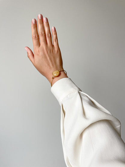 Amber bracelet - Gold plated silver - Bangle bracelet collection - Size 7.5