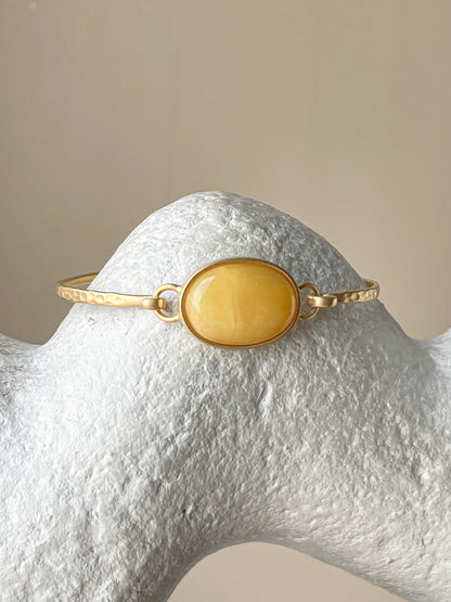 Amber bracelet - Gold plated silver - Bangle bracelet collection - Size 6.3