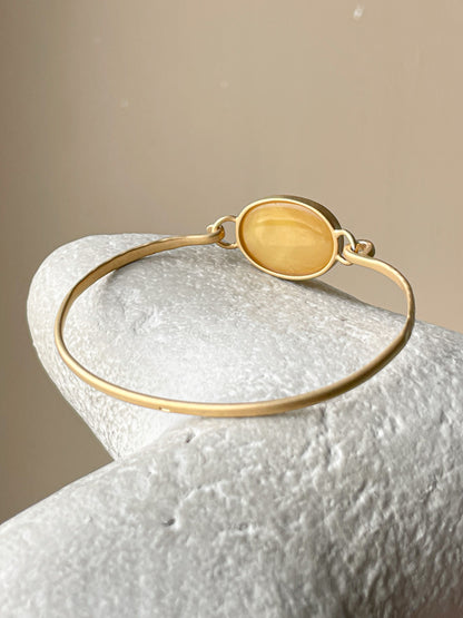 Amber bracelet - Gold plated silver - Bangle bracelet collection - Size 6.3