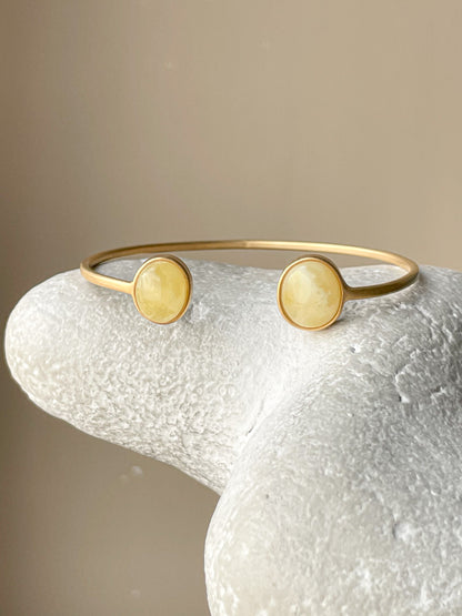 Amber bracelet - Gold plated silver - Cuff bracelet collection - Size 6.7