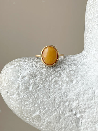 Butterscotch amber ring - Gold plated silver - Thin ring collection - Size 6