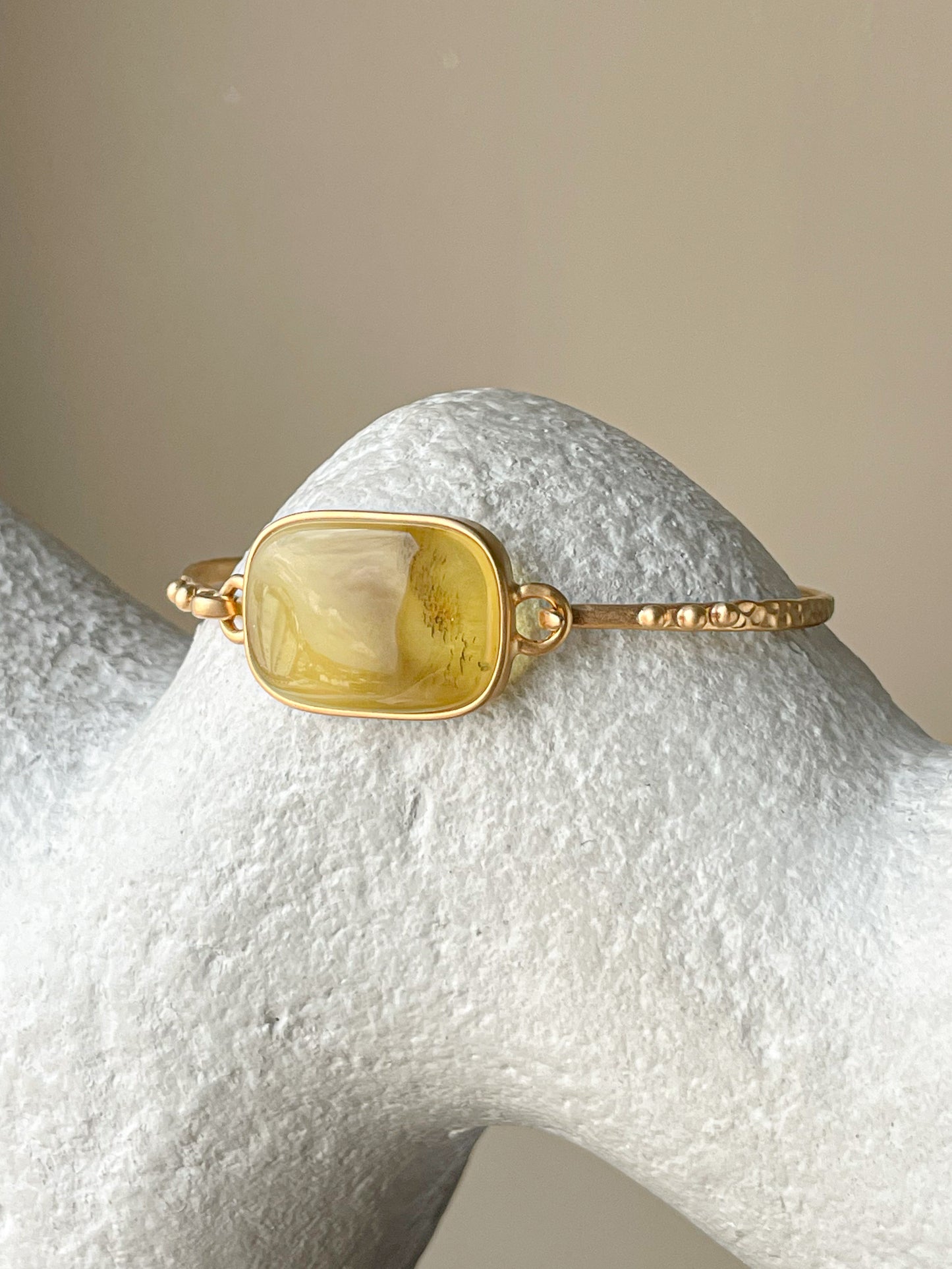 Amber bracelet - Gold plated silver - Bangle bracelet collection