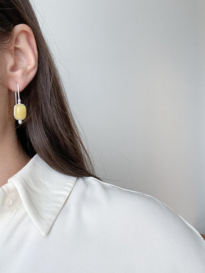Buterscotch amber dangle earrings - Sterling silver - Hook earrings collection