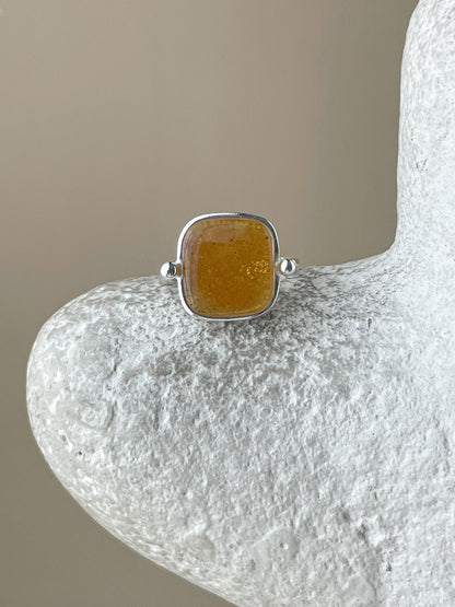 Honey amber ring - Sterling silver - Thin ring collection - Size 6 1/4