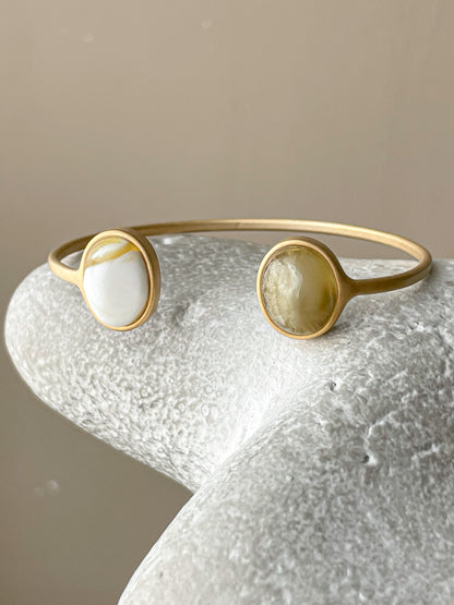 Amber bracelet - Gold plated silver - Cuff bracelet collection - Size 6.7