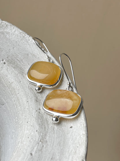 Honey amber earrings - Sterling silver - Hook earrings collection