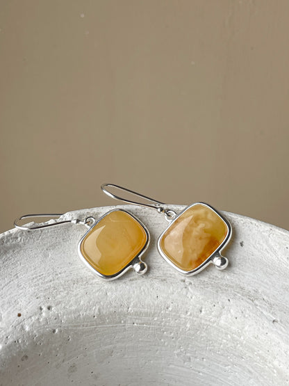 Honey amber earrings - Sterling silver - Hook earrings collection