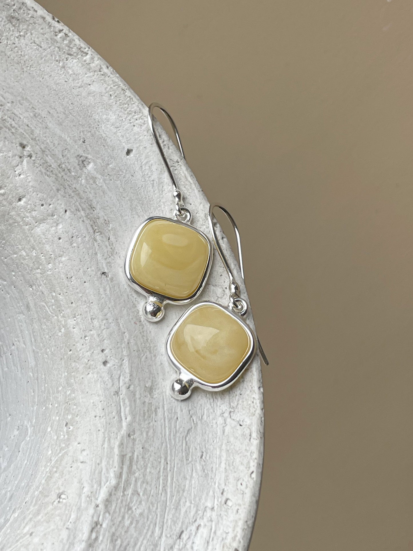 Butterscotch amber earrings - Sterling silver - Hook earrings collection