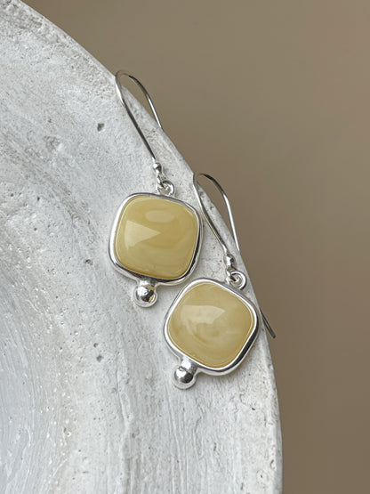 Butterscotch amber earrings - Sterling silver - Hook earrings collection