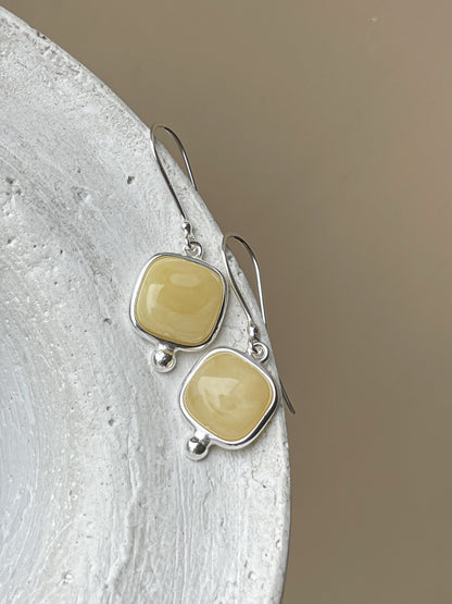 Butterscotch amber earrings - Sterling silver - Hook earrings collection