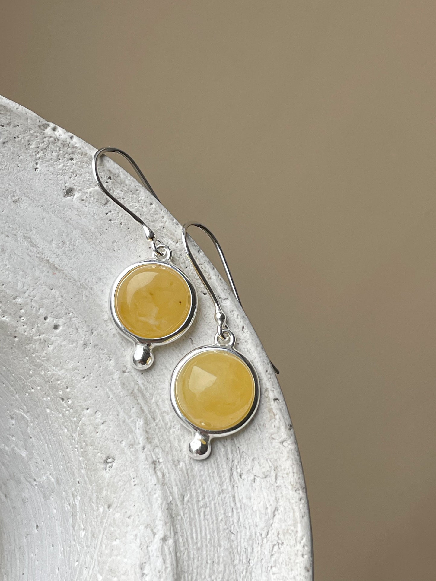 Lemon amber earrings - Sterling silver - Hook earrings collection