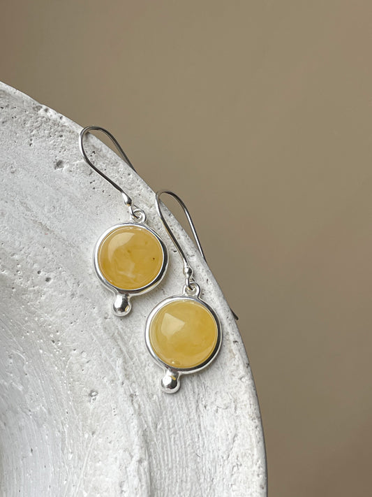 Lemon amber earrings - Sterling silver - Hook earrings collection