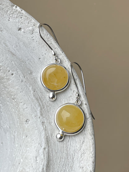 Lemon amber earrings - Sterling silver - Hook earrings collection