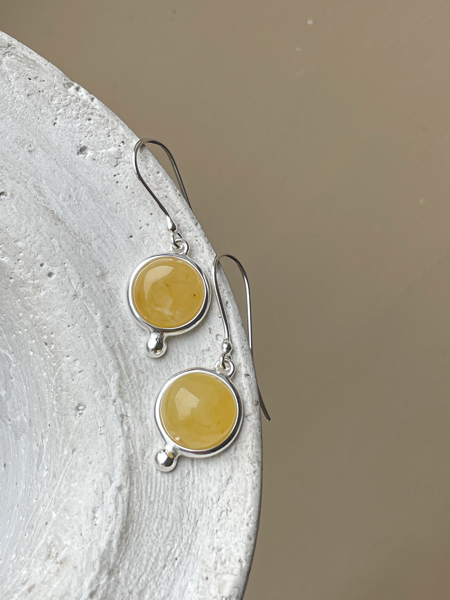 Lemon amber earrings - Sterling silver - Hook earrings collection