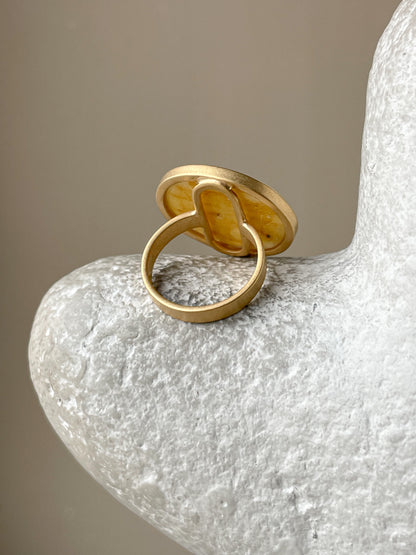 Butterscotch amber ring - Gold-plated silver - Thin ring collection - Size 7 1/2