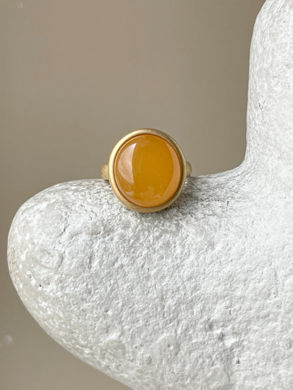 Butterscotch amber ring - Gold plated silver - Large ring collection - Size 7 1/2