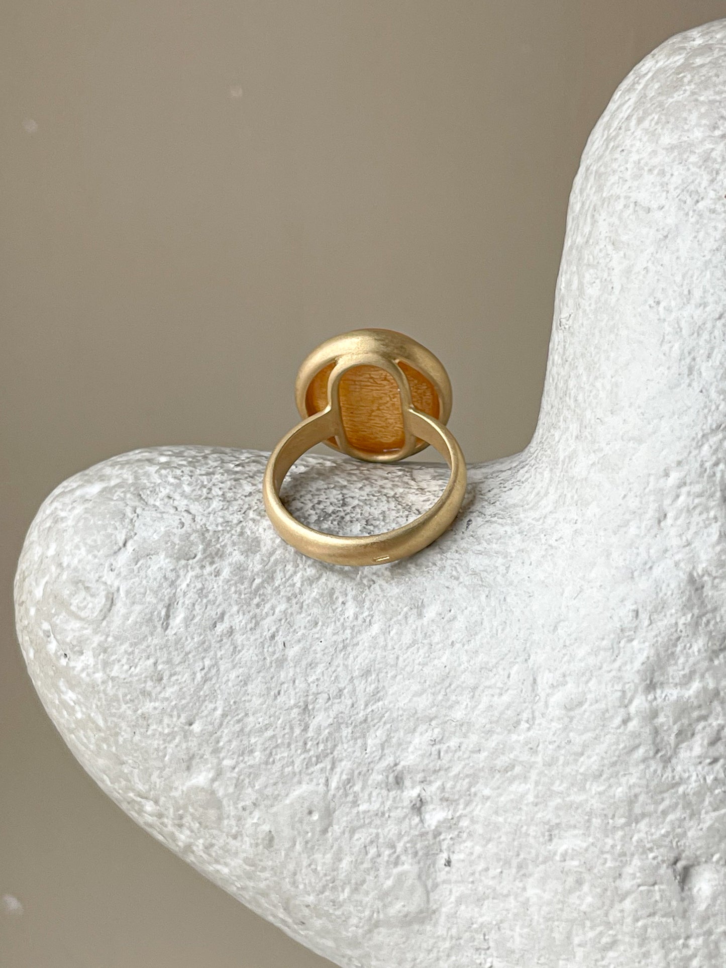 Butterscotch amber ring - Gold plated silver - Large ring collection - Size 7 1/2