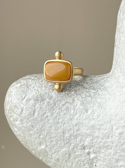 Butterscotch amber ring - Gold plated silver - Vintage ring collection