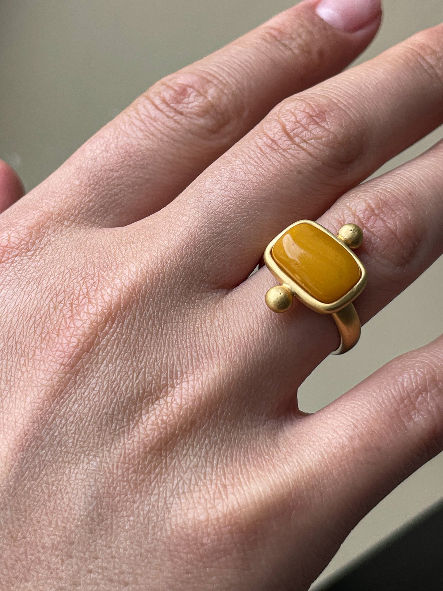 Butterscotch amber ring - Gold plated silver - Vintage ring collection