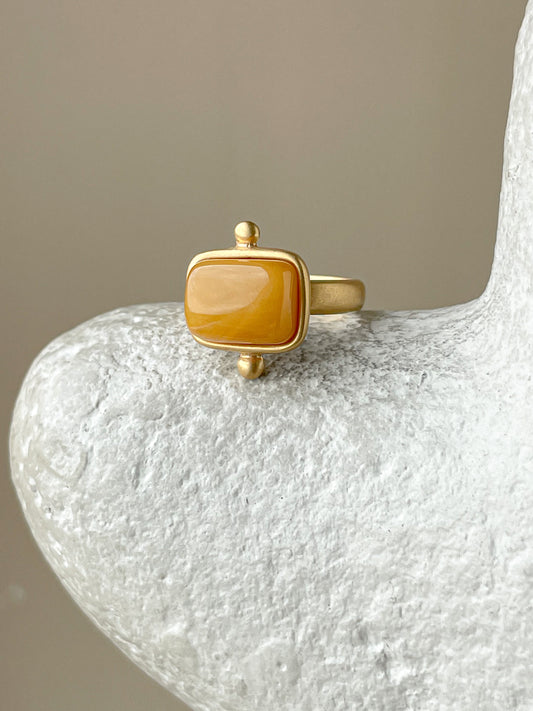 Butterscotch amber ring - Gold plated silver - Vintage ring collection