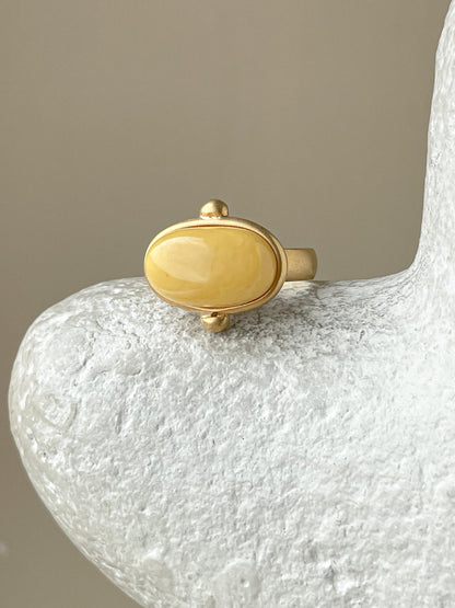 Butterscotch amber ring - Gold plated silver - Vintage ring collection