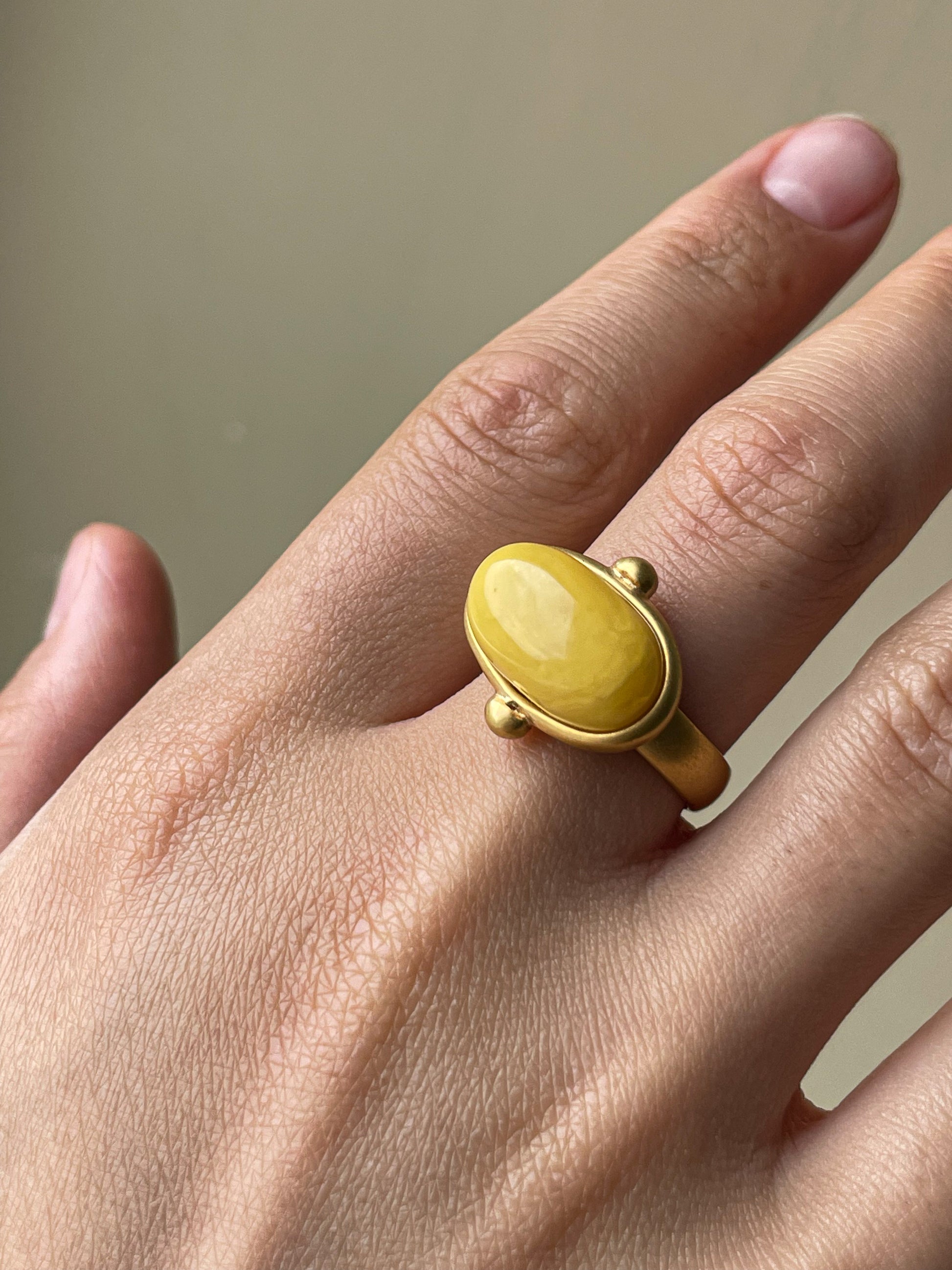 Butterscotch amber ring - Gold plated silver - Vintage ring collection