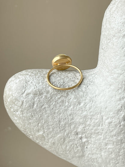 Butterscotch amber ring - Gold plated silver - Thin ring collection - Size 8 1/4