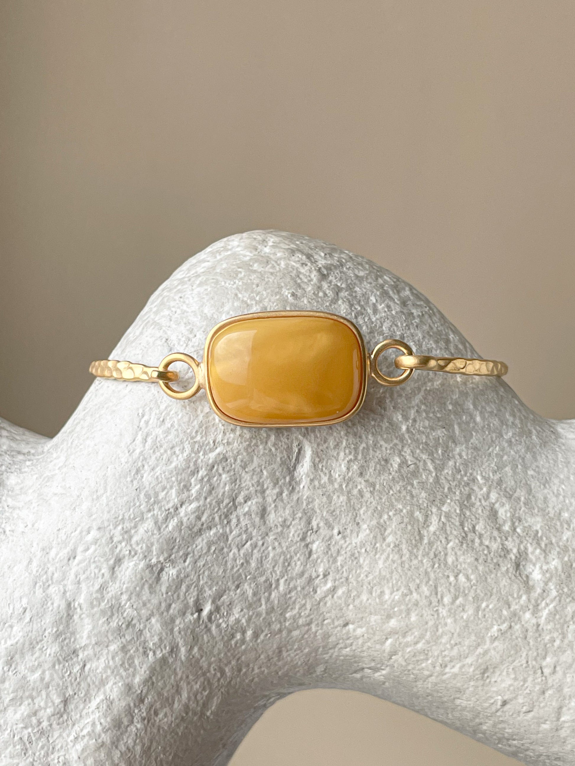 Amber bangle bracelet - gold plated silver