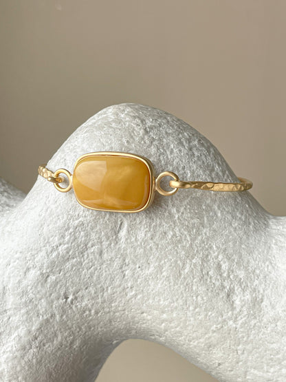 Amber bracelet - Gold plated silver - Bangle bracelet collection 