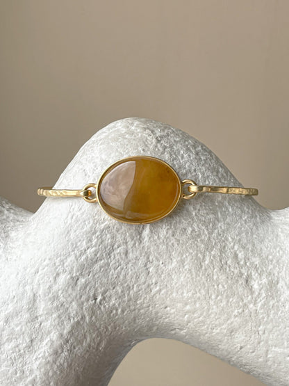 Amber bracelet - Gold plated silver - Bangle bracelet collection - Size 7.1