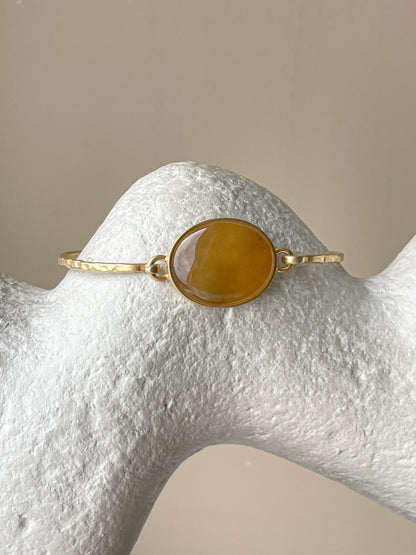 Amber bracelet - Gold plated silver - Bangle bracelet collection - Size 7.1