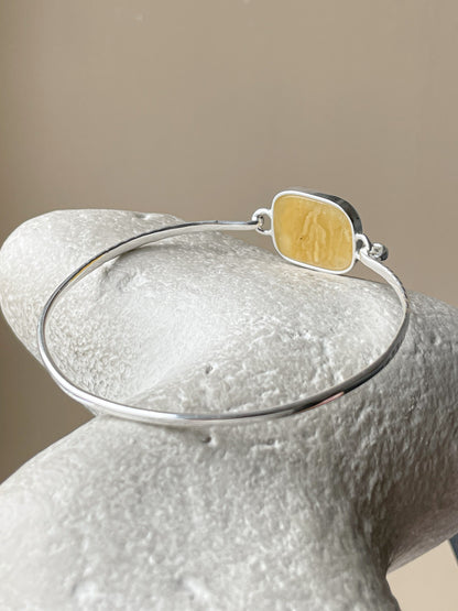 Amber bracelet - Sterling silver - Bangle bracelet collection - Size 6.8