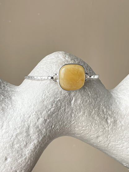 Amber bracelet - Sterling silver - Bangle collection bracelet - Size 6.5
