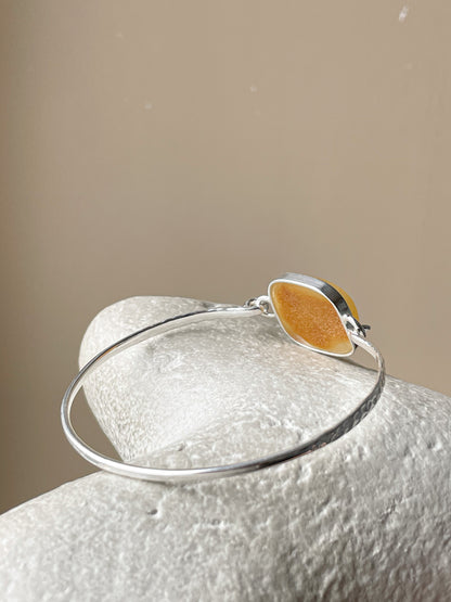 Amber bracelet - Sterling silver - Bangle collection bracelet - Size 6.5