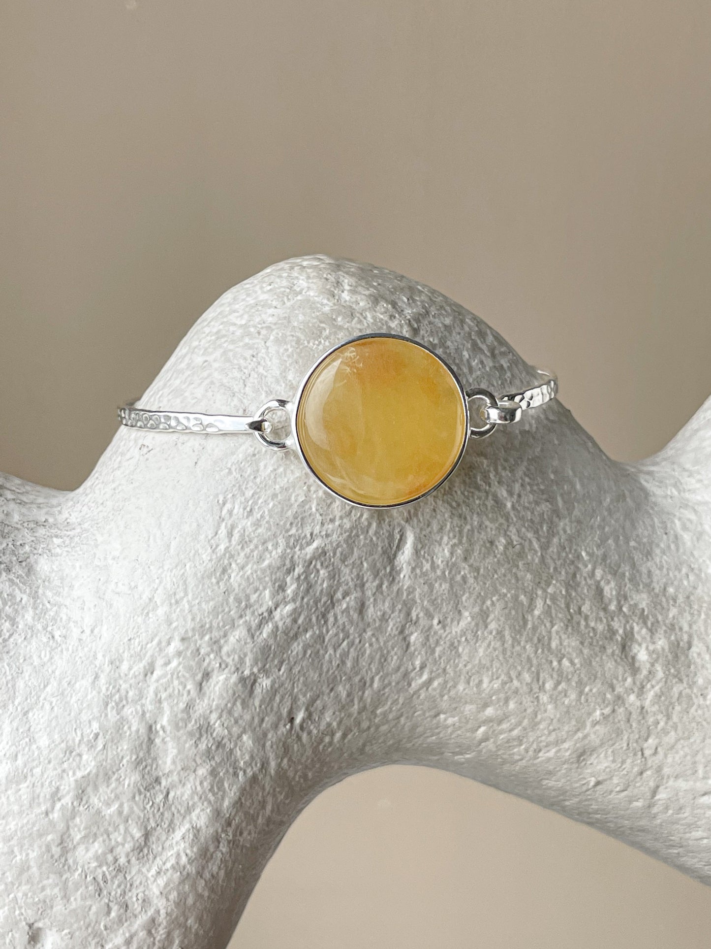 Amber bracelet - Sterling silver - Bangle bracelet collection - Size 6.1